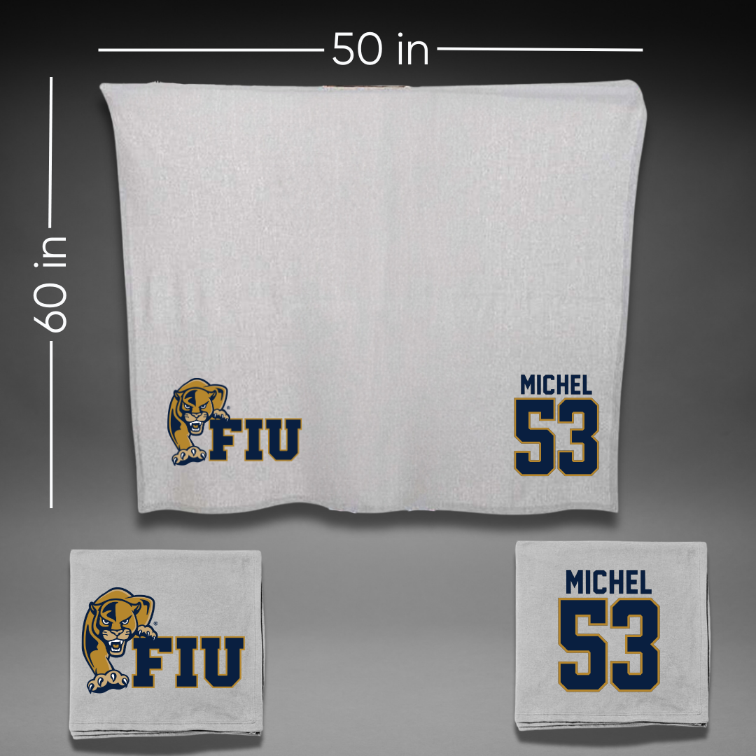 Florida International University Football Gray Blanket - #53 Daniel Michel