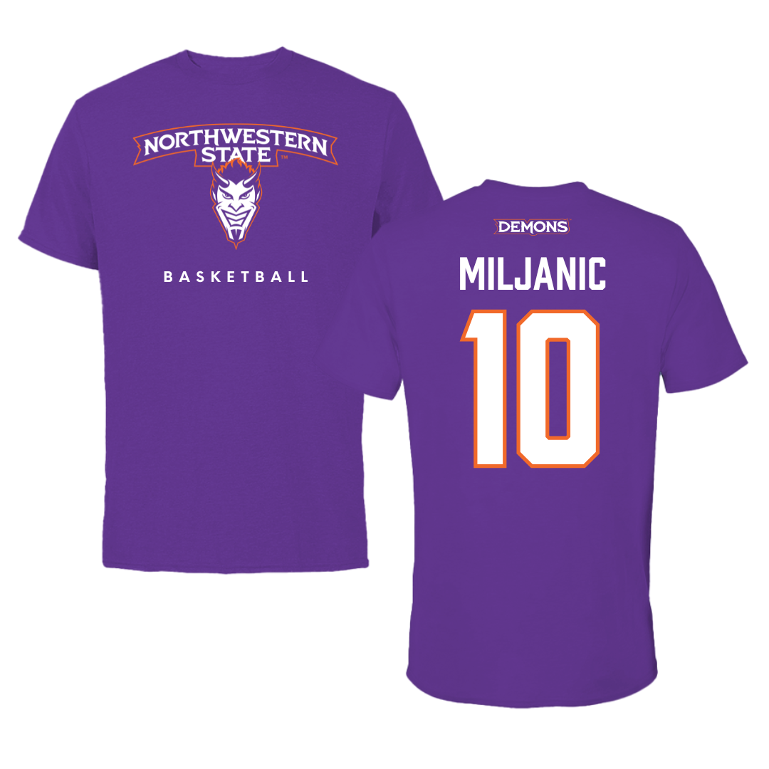 Northwestern State University Basketball Purple Mascot Tee - #10 Ivona Miljanic