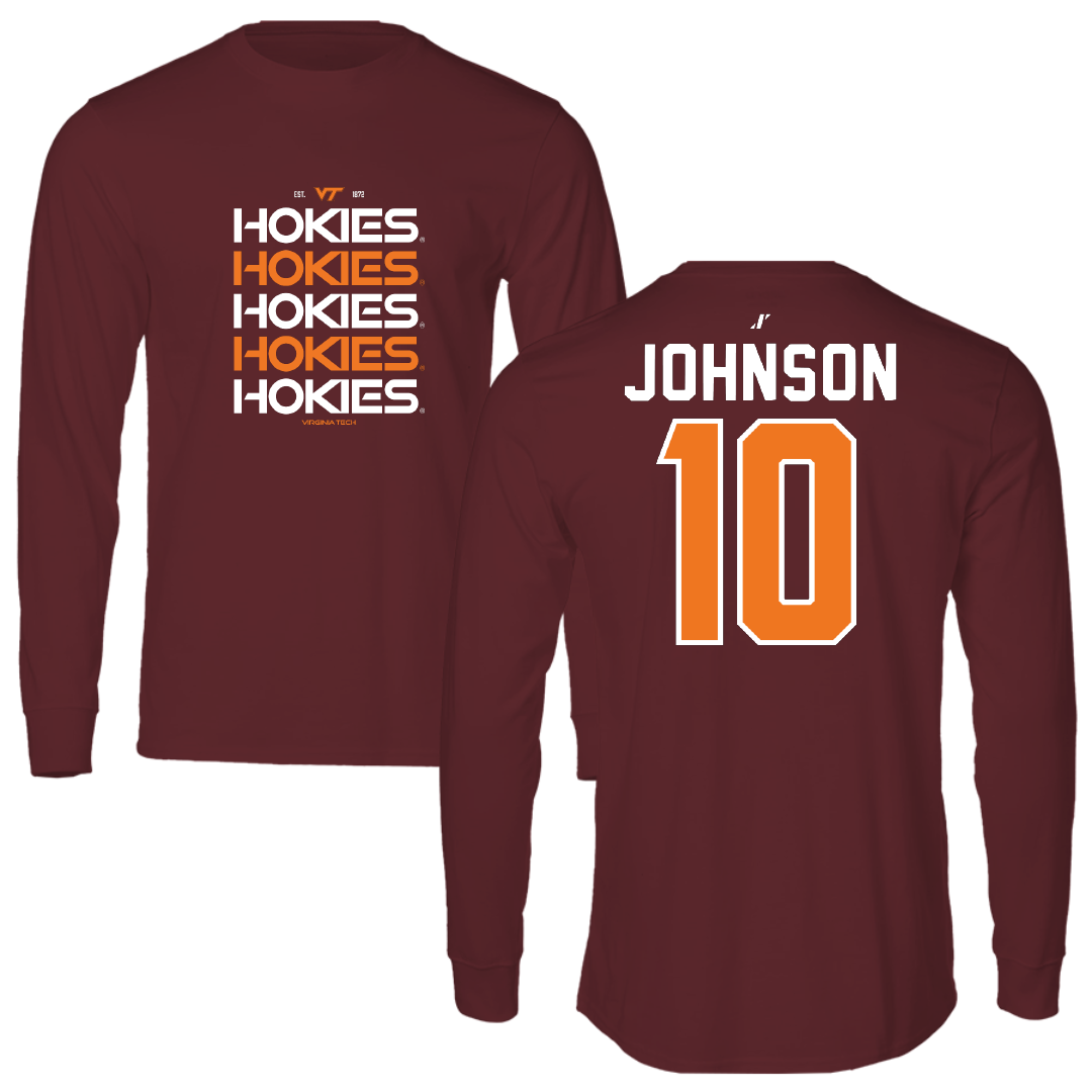 Virginia Tech Basketball Maroon General Long Sleeve - #10 Tyler Johnson