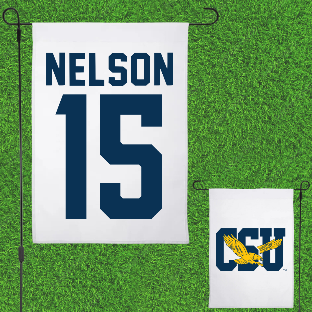 Coppin State University Basketball White Garden Flag - #15 Macahi Nelson