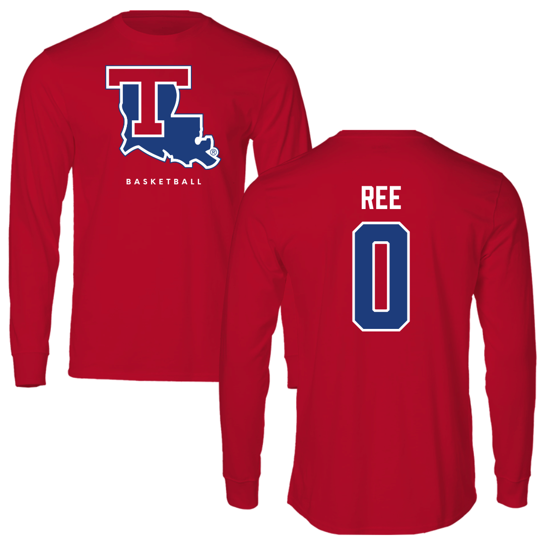 Louisiana Tech University Basketball Red Performance Long Sleeve - #0 Devin Ree