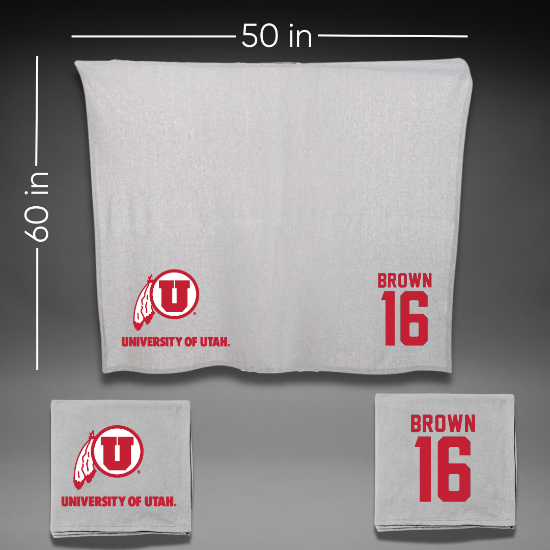 University of Utah Soccer Gray Blanket - #16 Courtney Brown