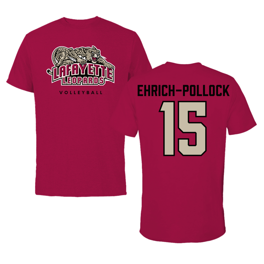 Lafayette College Volleyball Cardinal Tee - #15 Hannah Ehrich-Pollock