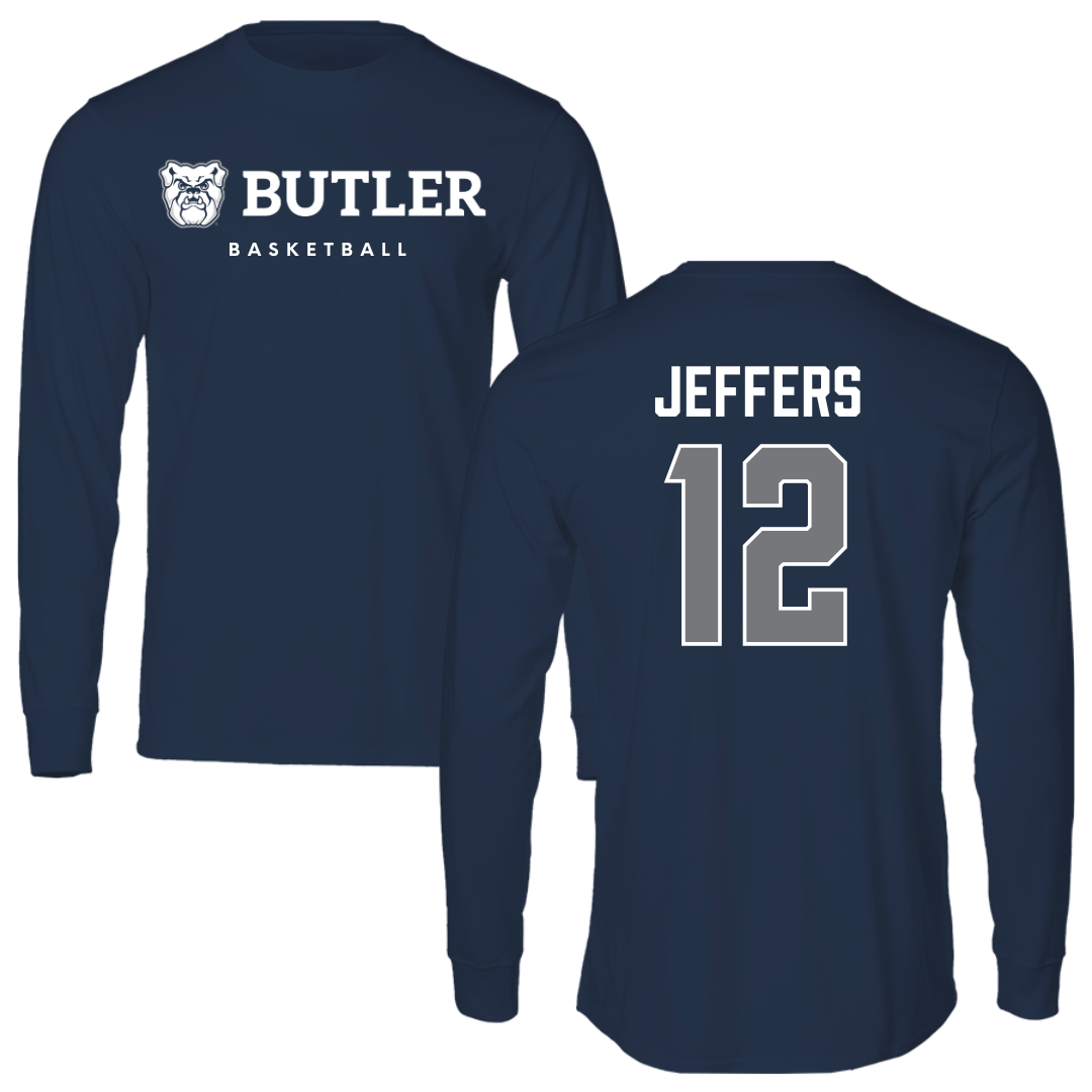 Butler University Basketball Navy Performance Long Sleeve - #12 Chloe Jeffers