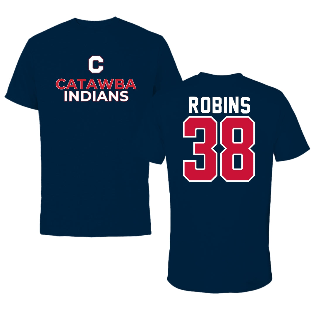 Catawba College Football Navy Performance Tee - #38 Wade Robins