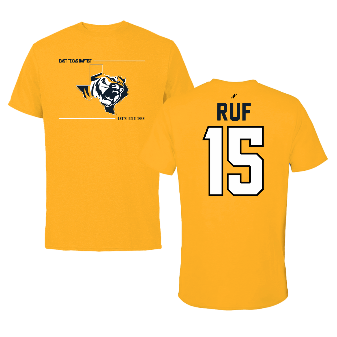East Texas Baptist University Ice Hockey Gold General Tee - #15 Timothy Ruf