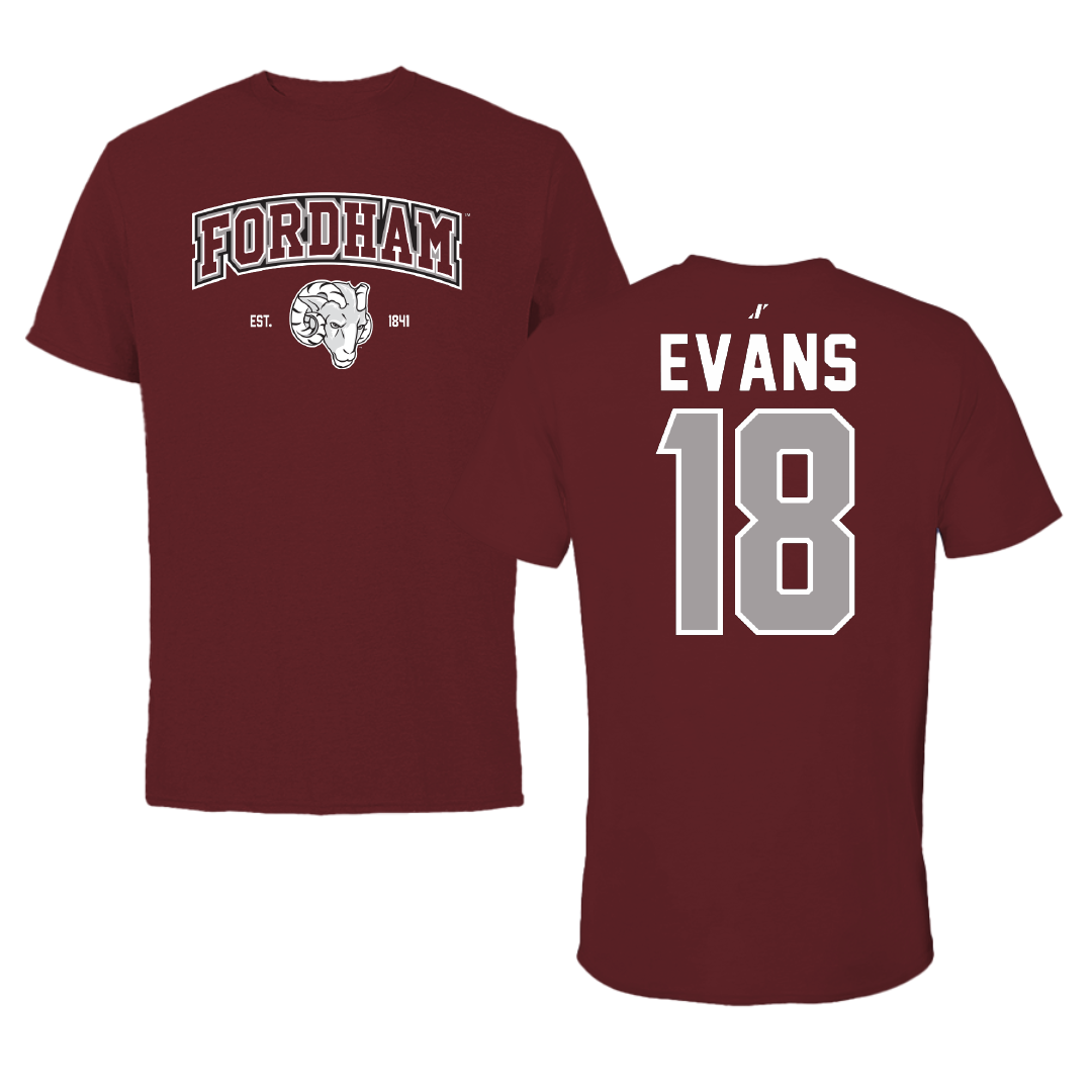 Fordham University Football Maroon General Tee - #18 Jayln Evans