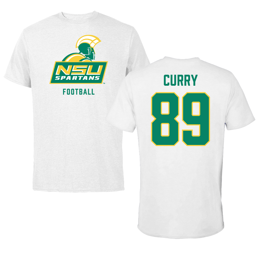 Norfolk State University Football White Performance Tee - #89 Michael Curry