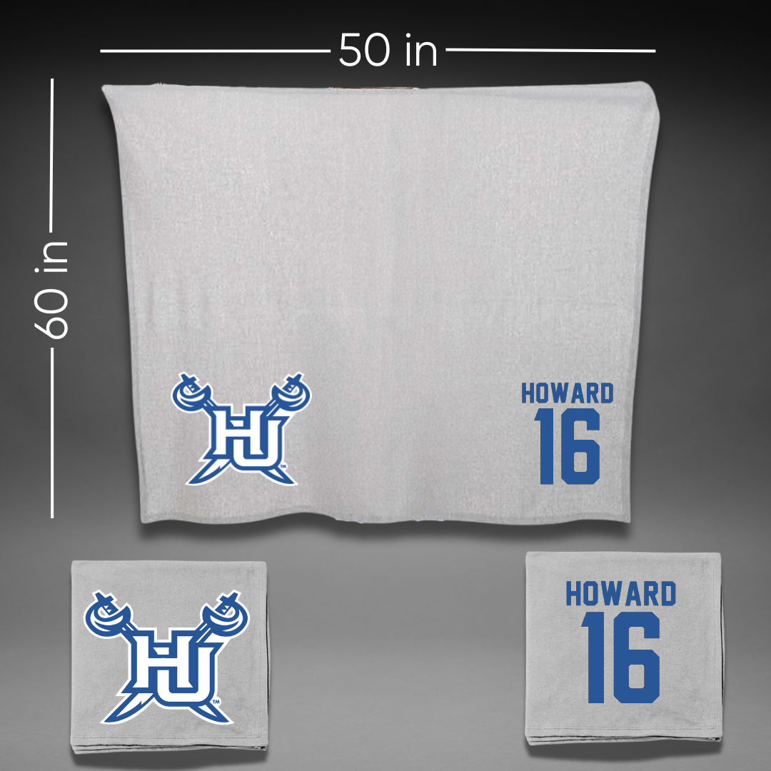 Hampton University Lacrosse Gray Blanket - #16 Mason Howard