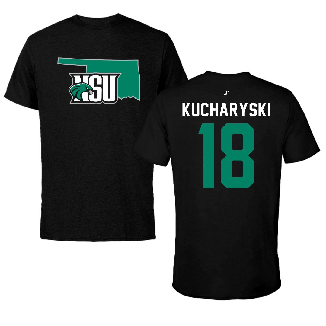 Northeastern State University Soccer Black State Performance Tee - #18 Olivia Kucharyski