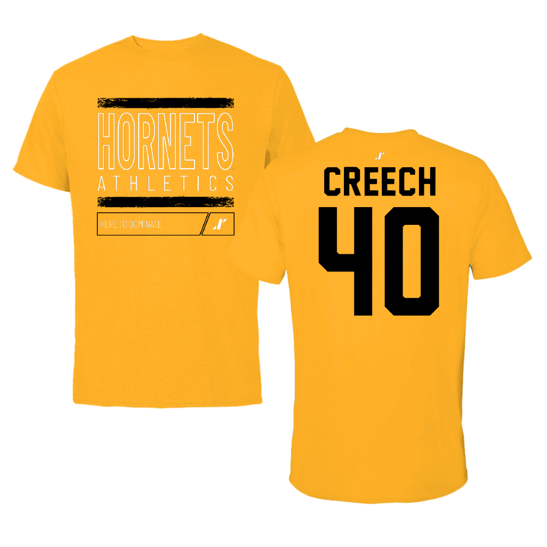 Alabama State University Football Gold Dominate Tee - #40 Dylan Creech