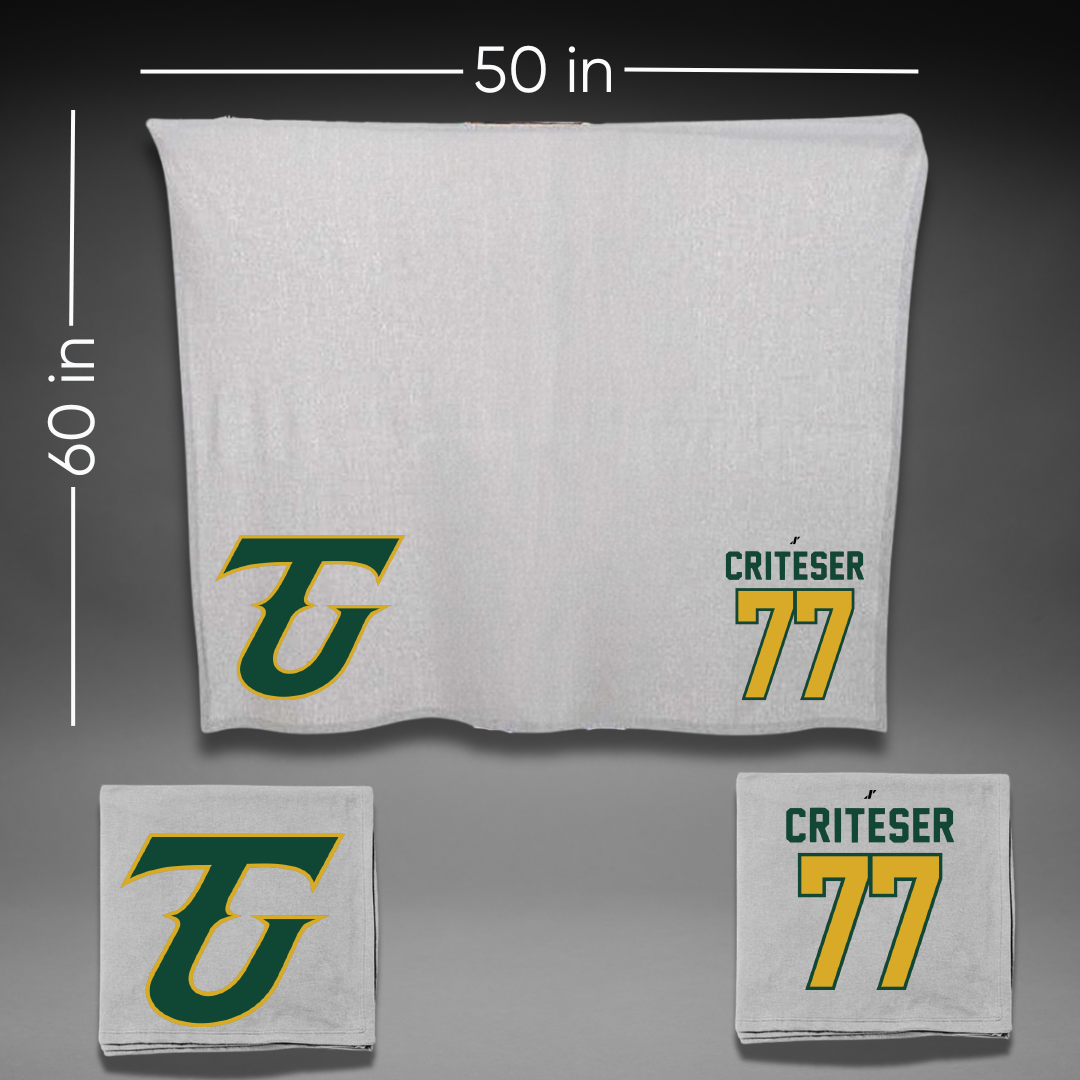Tiffin University Lacrosse Gray Blanket - #77 Aiden Criteser
