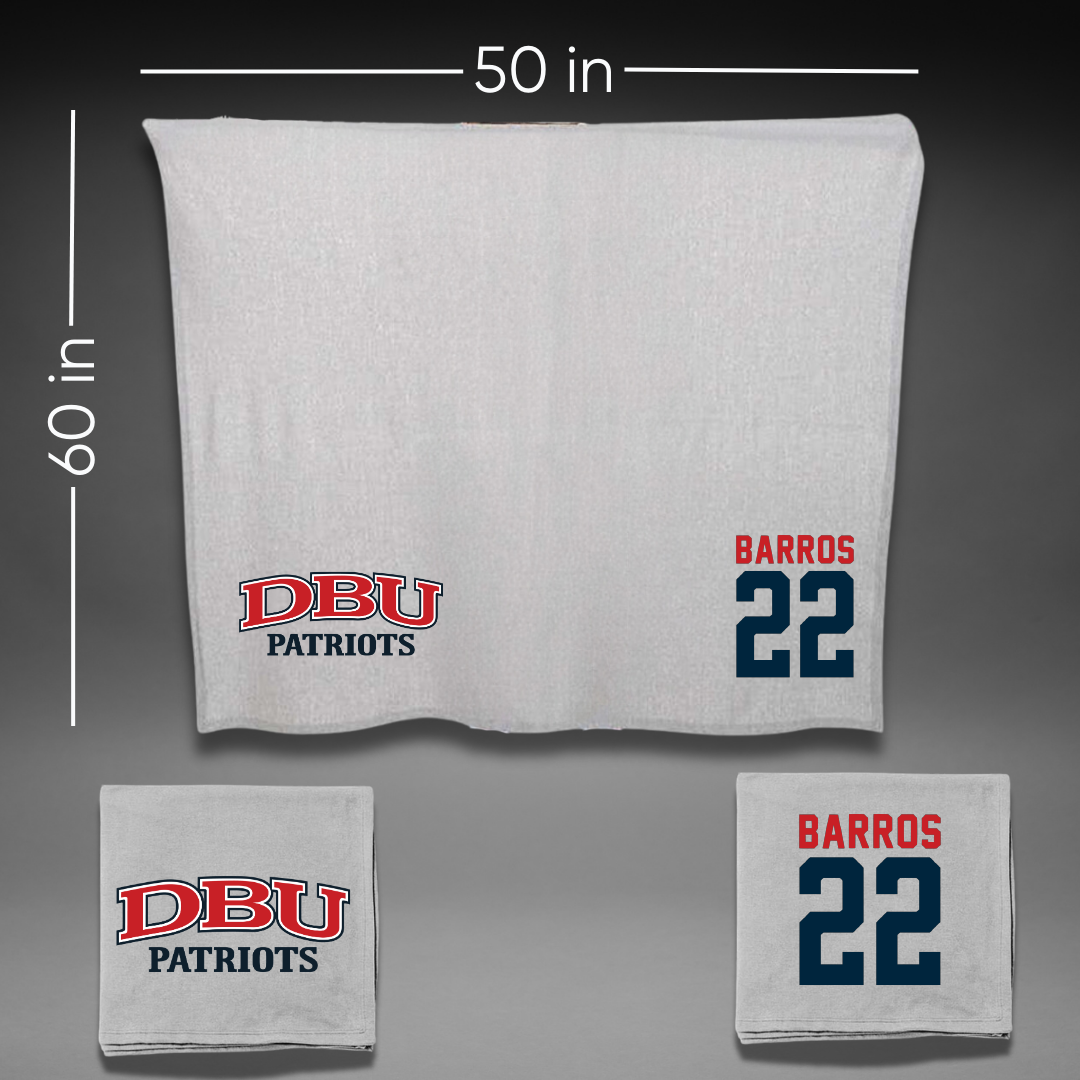 Dallas Baptist University Soccer Gray Blanket - #22 Nicolas Barros