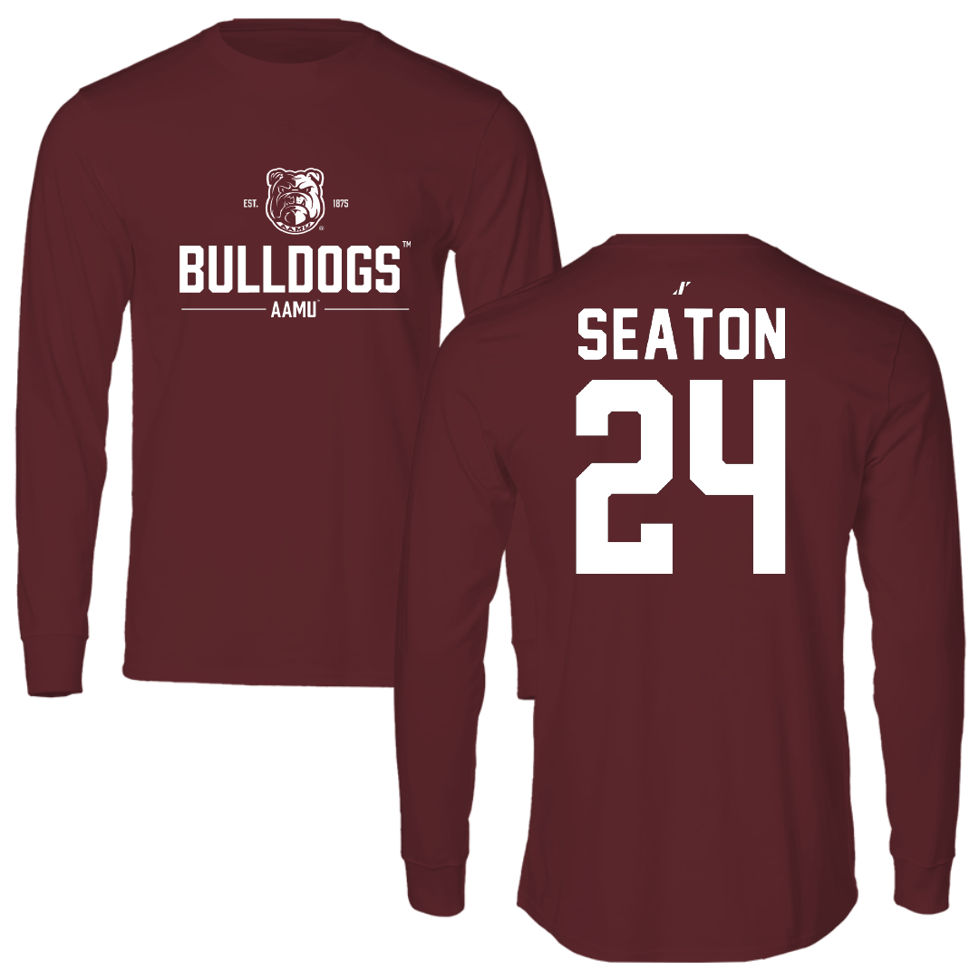 Alabama A&M University Baseball Maroon General Long Sleeve - #24 Avery Seaton