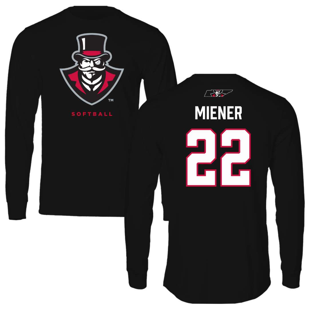 Austin Peay State University Softball Black Mascot Performance Long Sleeve - #22 Samantha Miener