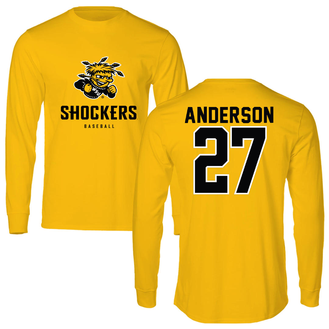 Wichita State University Baseball Gold Long Sleeve - #27 Caleb Anderson