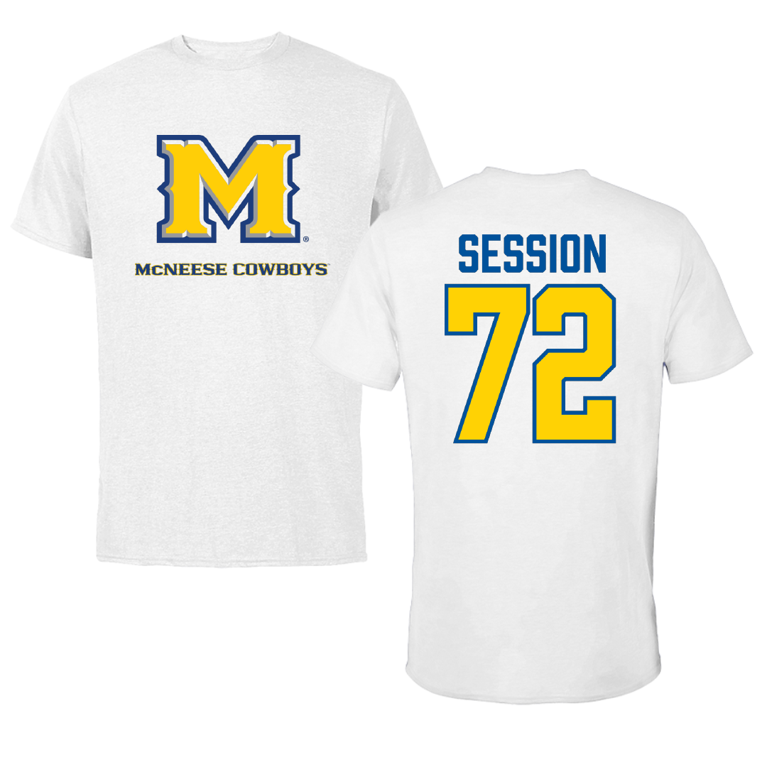 McNeese State University Football White Tee - #72 Zach Session