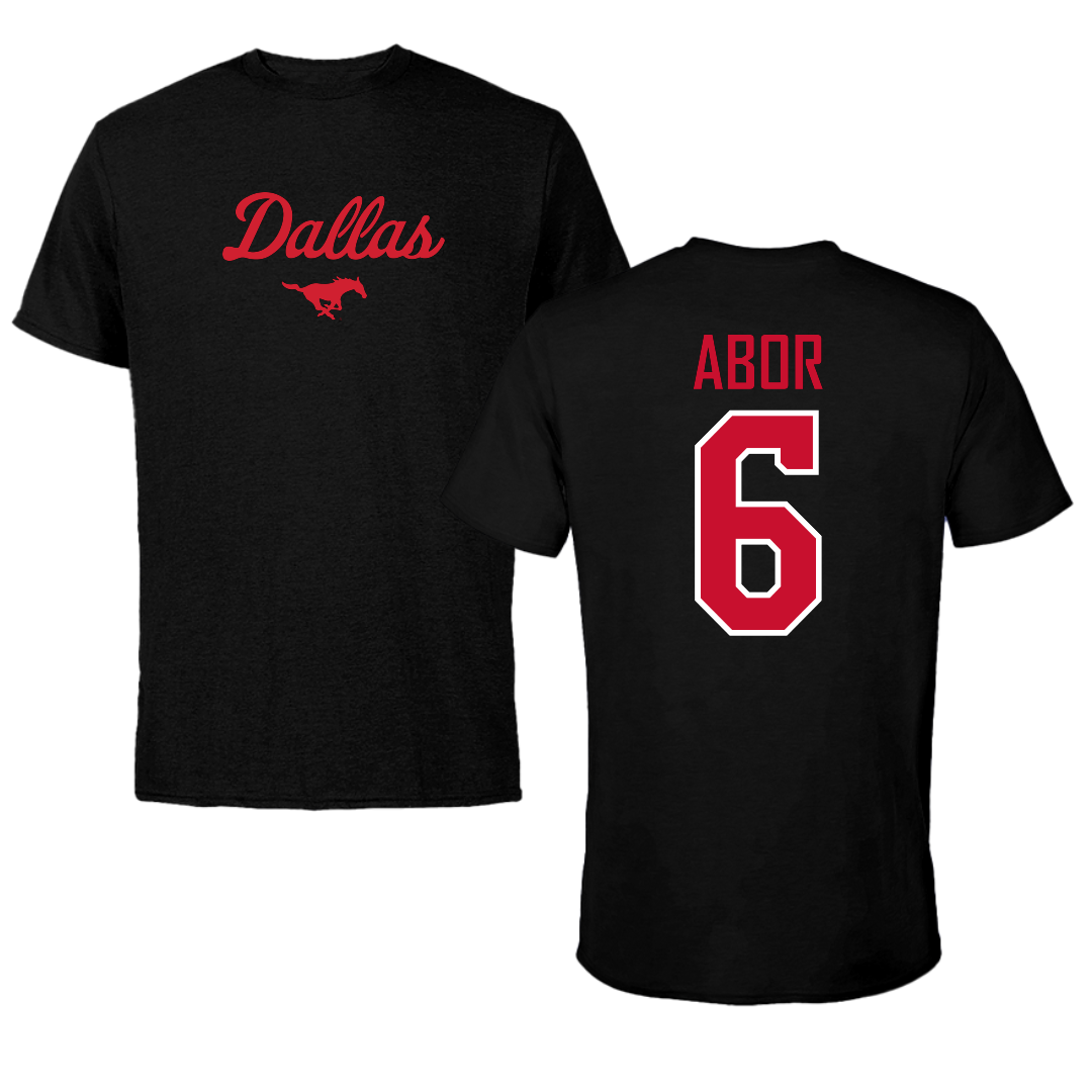 Southern Methodist University Football Black Dallas Performance Tee - #6 Omari Abor