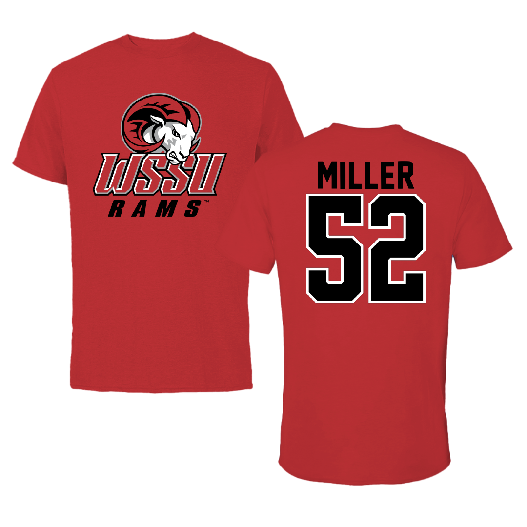 Winston-Salem State University Football Red Tee - #52 Cornelious Miller