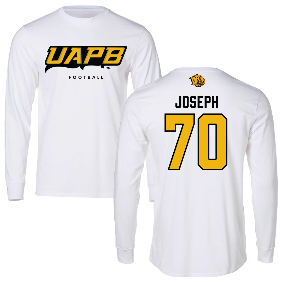 University of Arkansas-Pine Bluff Football White Performance Long Sleeve - #70 Charles Joseph