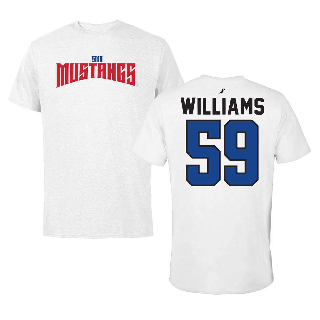 Southern Methodist University Football White Classic Performance Tee - #59 PJ Williams