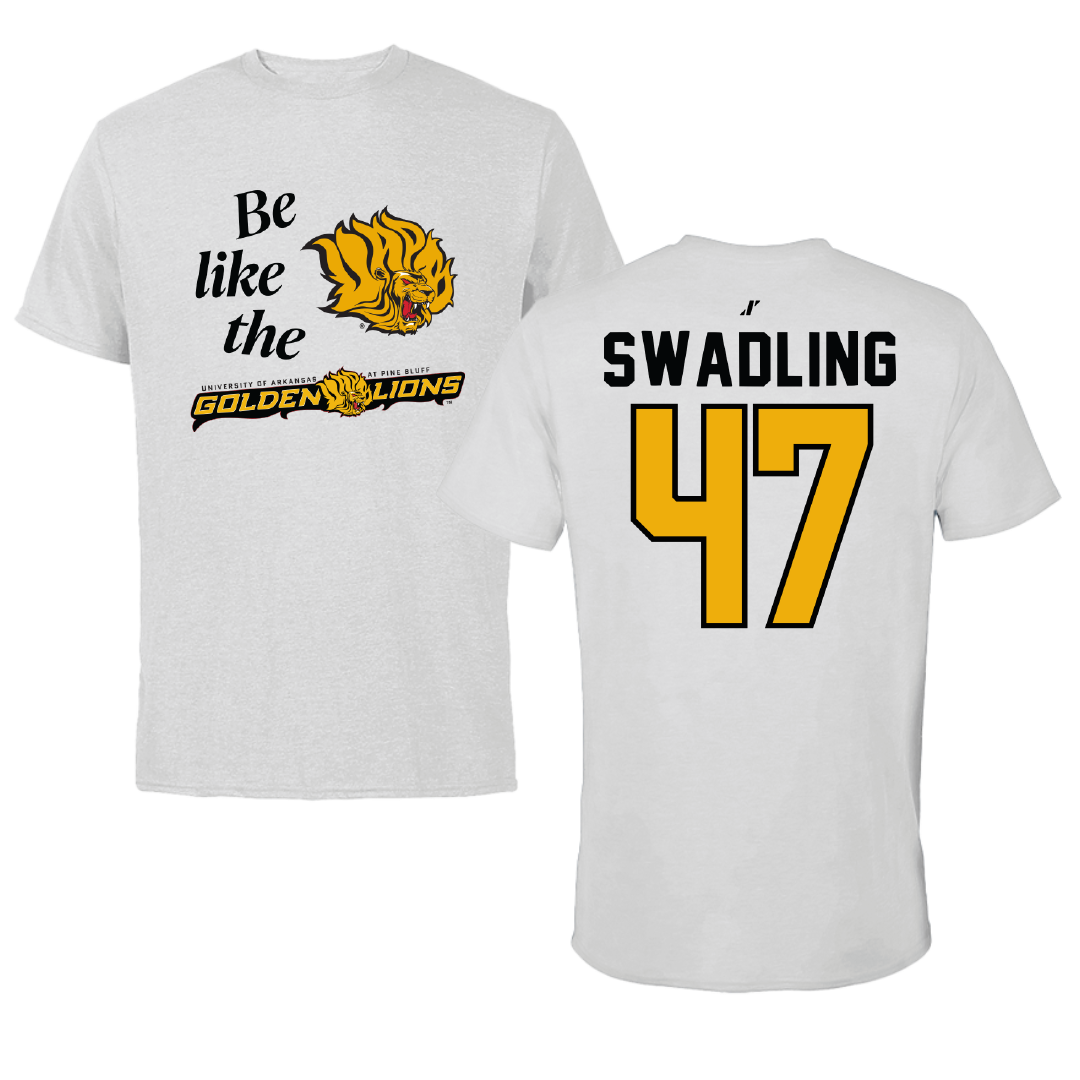 University of Arkansas-Pine Bluff Football Light Gray Be Like Us Performance Tee - #47 Andrew Swadling