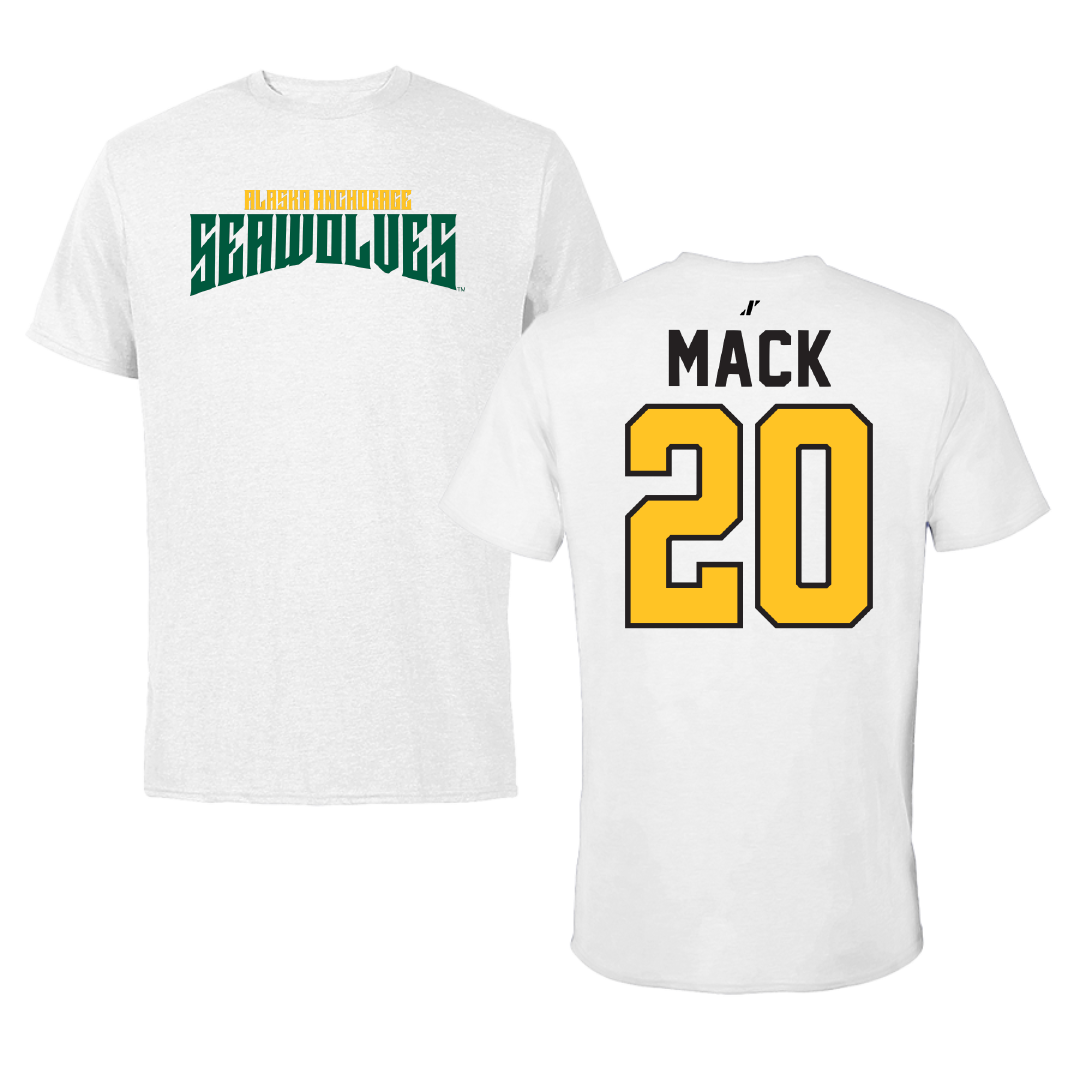 University of Alaska Anchorage Basketball White Classic Tee - #20 Elaina Mack