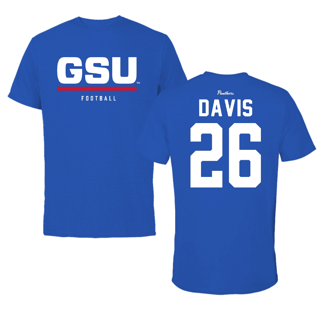 Georgia State University Football Blue Performance Tee - #26 Aaron Davis