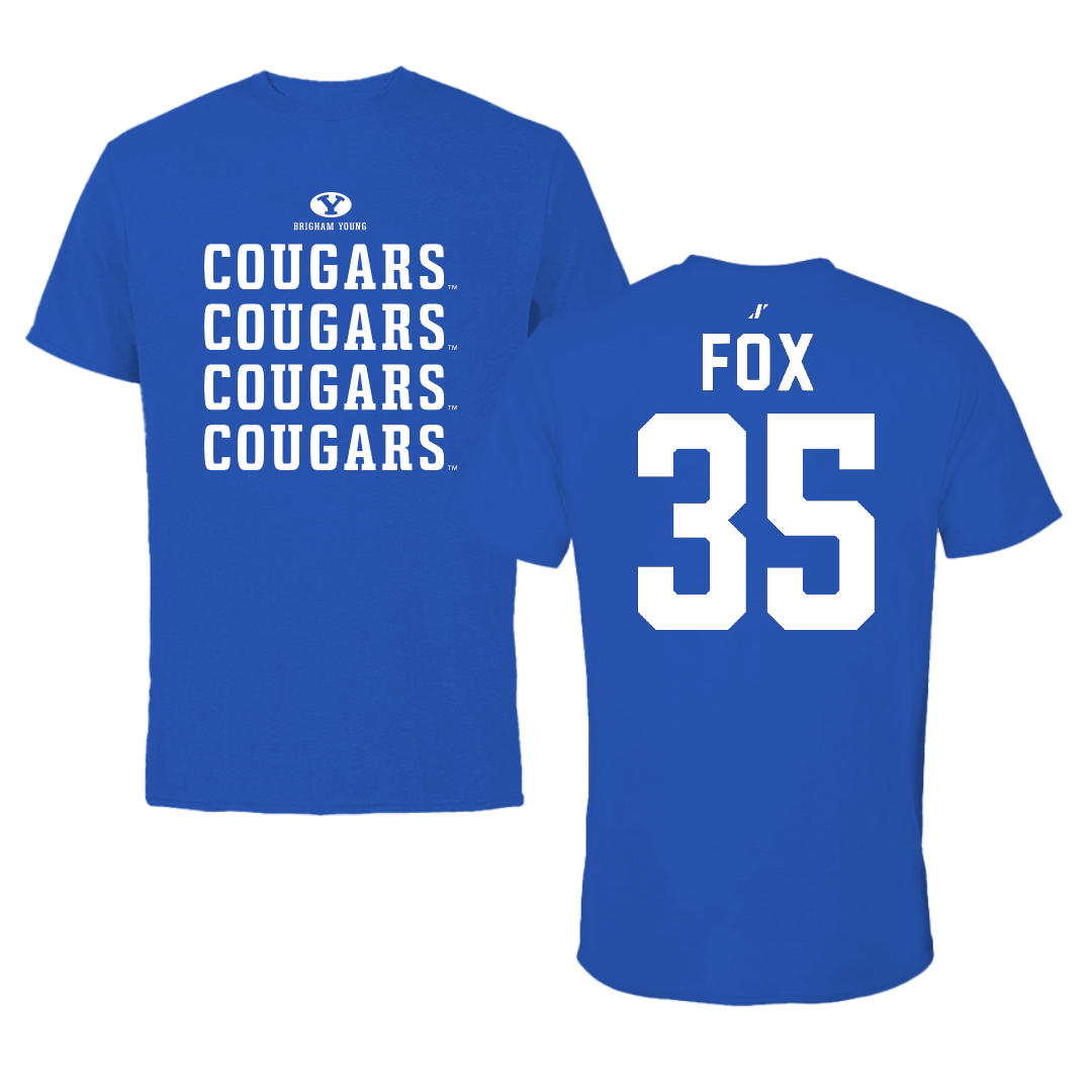 Brigham Young University Baseball Blue General Performance Tee - #35 Matthew Fox