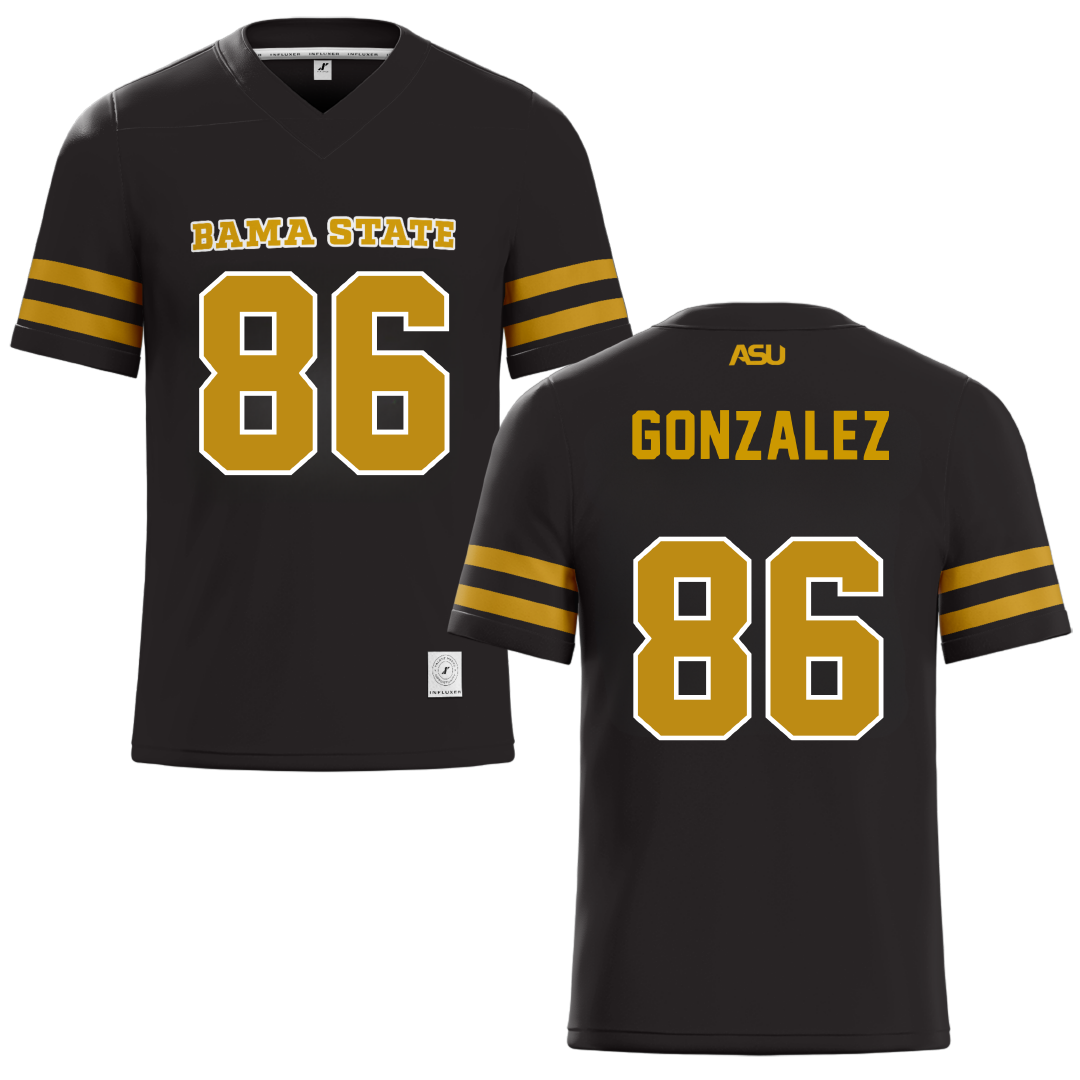 Alabama State University Black Football Jersey - #86 Drake Gonzalez