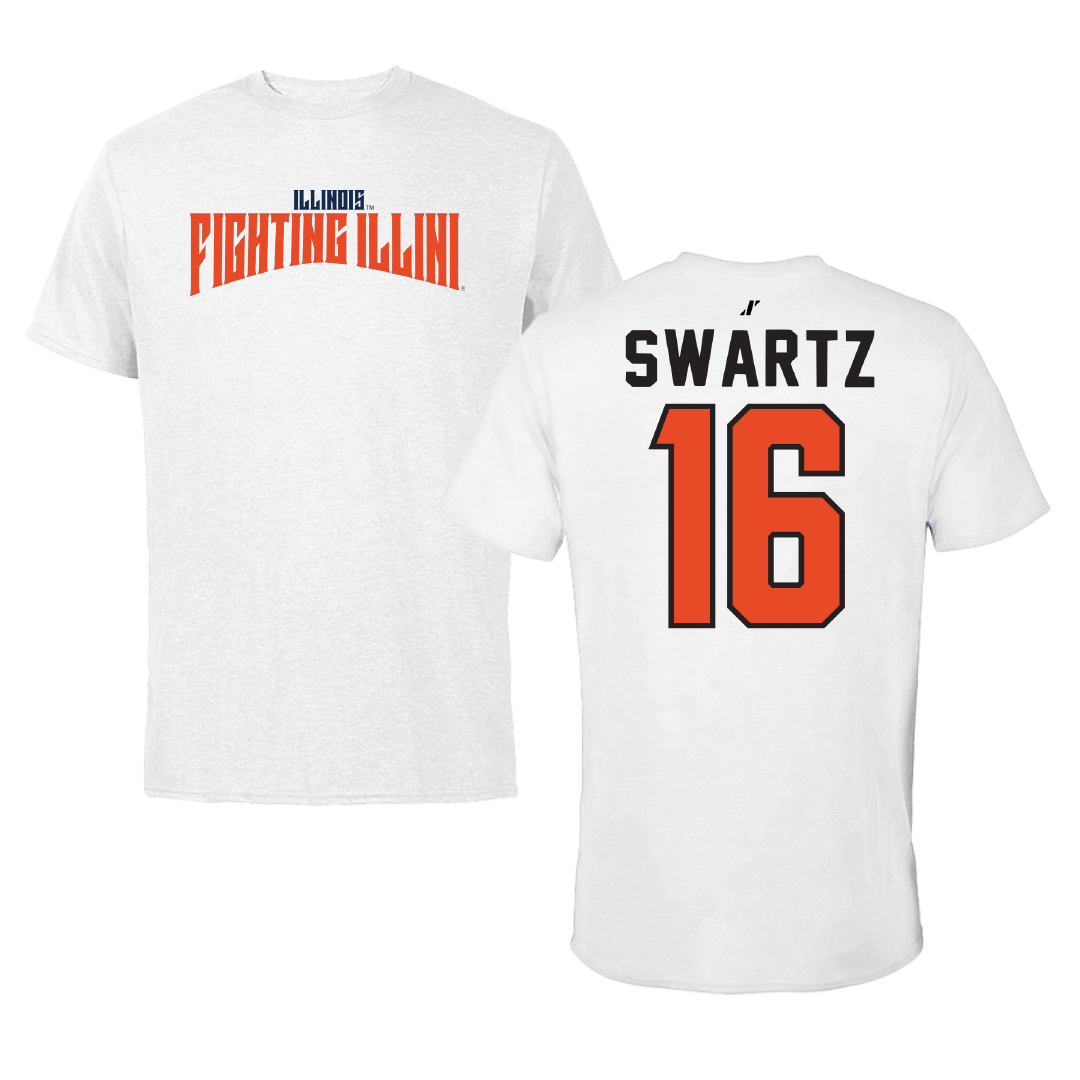 University of Illinois Baseball White Classic Tee - #16 Jake Swartz