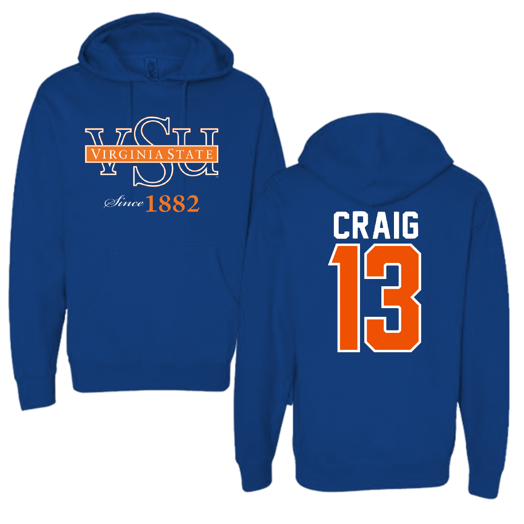 Virginia State University Volleyball Blue Hoodie - #13 Kellee Craig