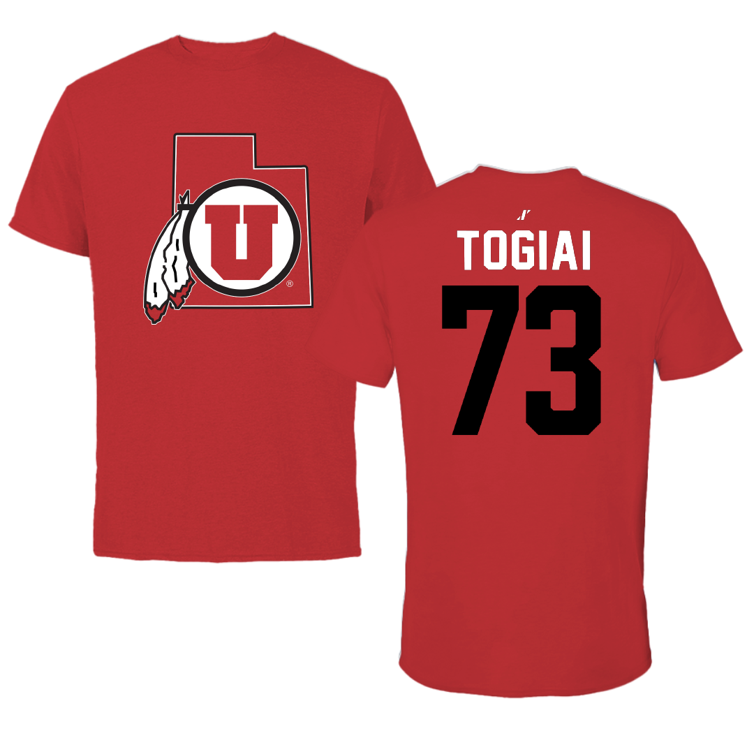 University of Utah Football Red State Tee - #73 Tanoa Togiai