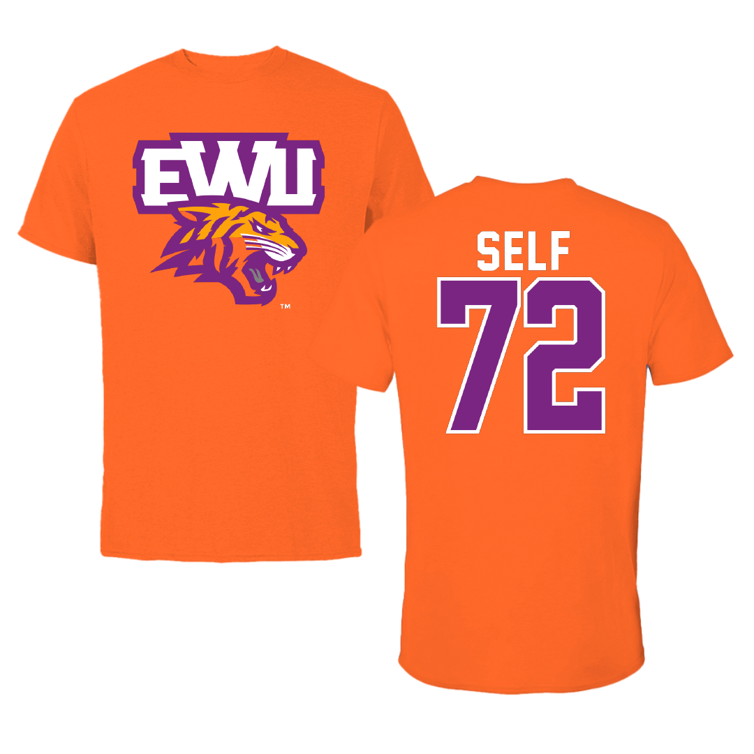 Edward Waters University Football Orange Tee - #72 Desmon Self