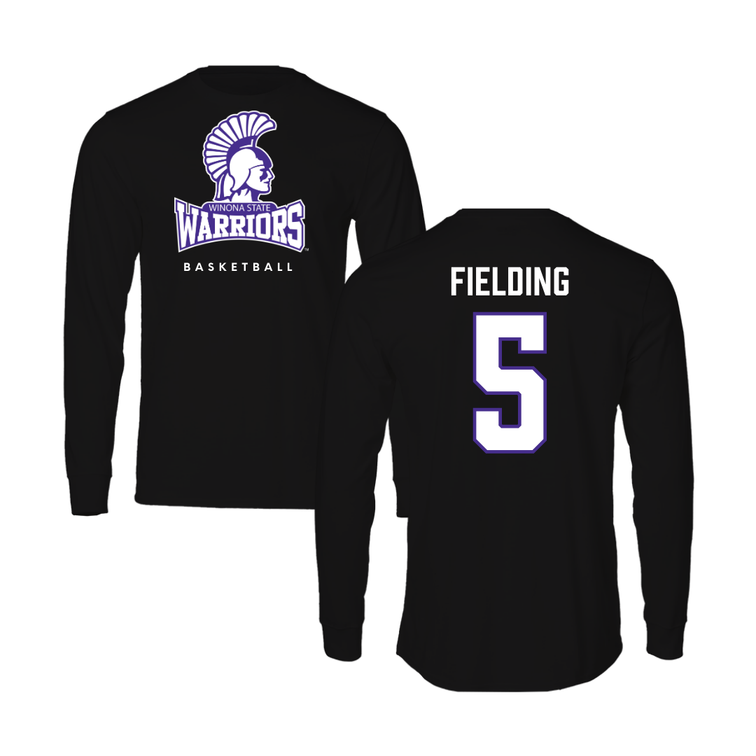 Winona State University Basketball Black Long Sleeve - #5 Devon Fielding