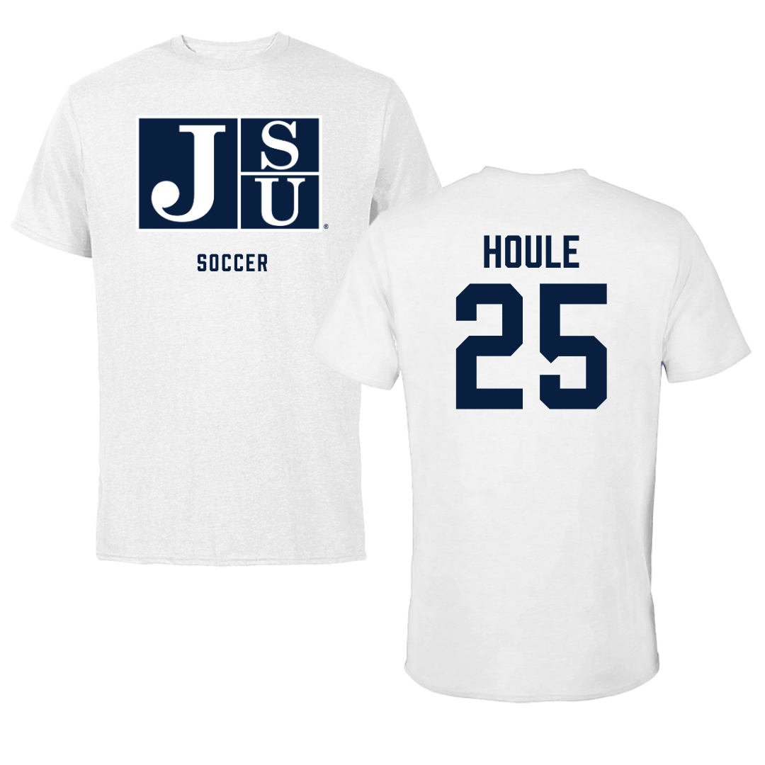 Jackson State University Soccer White Performance Tee - #25 Olla Houle