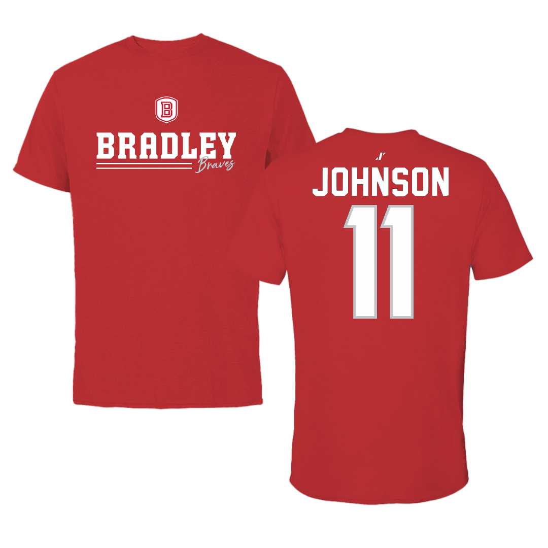 Bradley University Volleyball Red General Performance Tee - #11 Abby Johnson