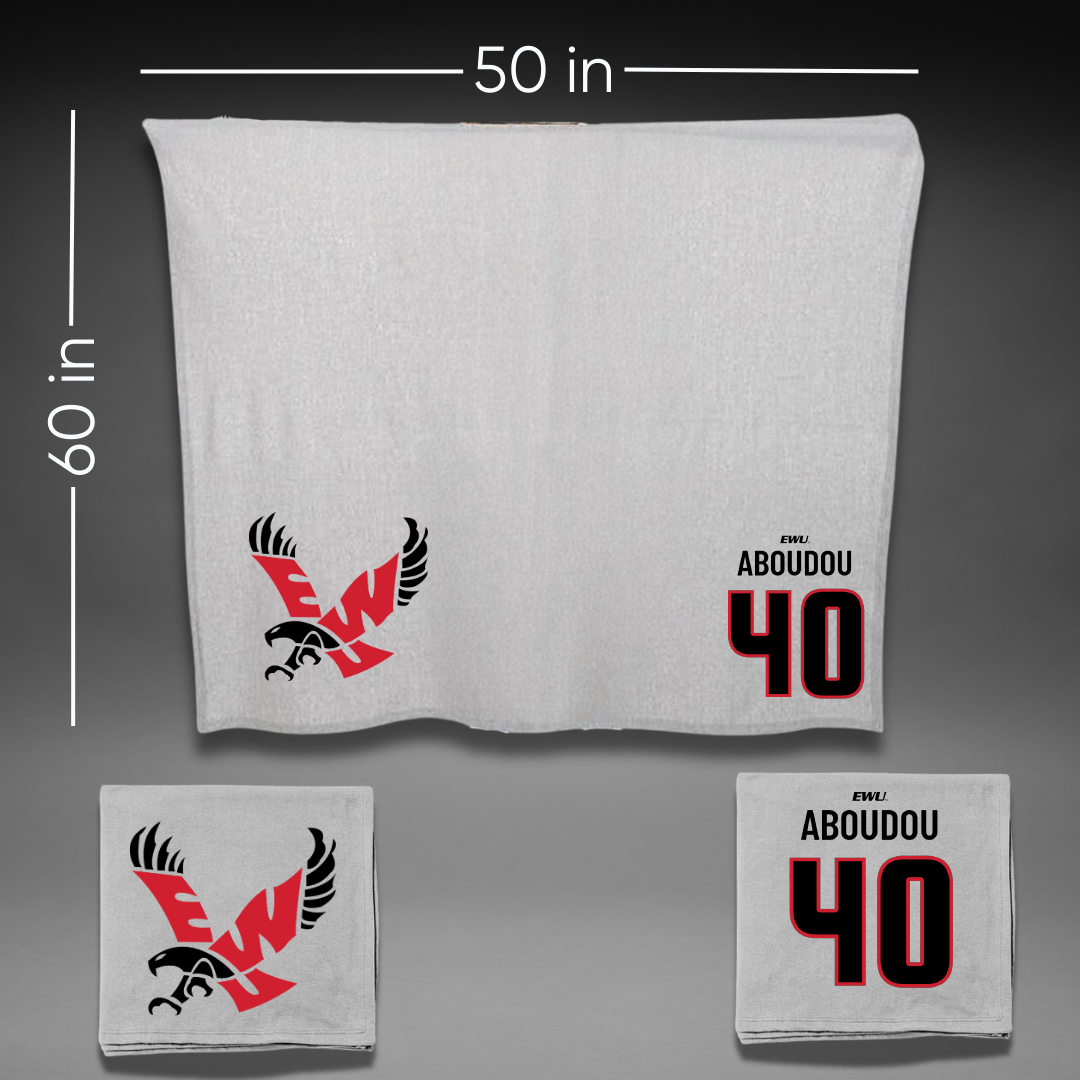 Eastern Washington University Football Gray Blanket - #40 Amdane Aboudou