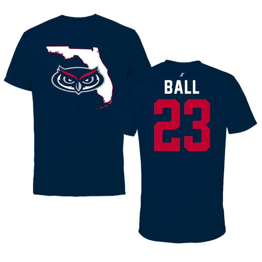 Florida Atlantic University Baseball Navy State Tee - #23 Dawson Ball