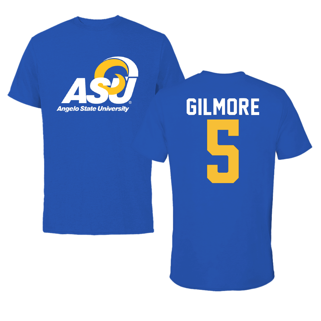 Angelo State University Basketball Blue Performance Tee - #5 Jalen Gilmore