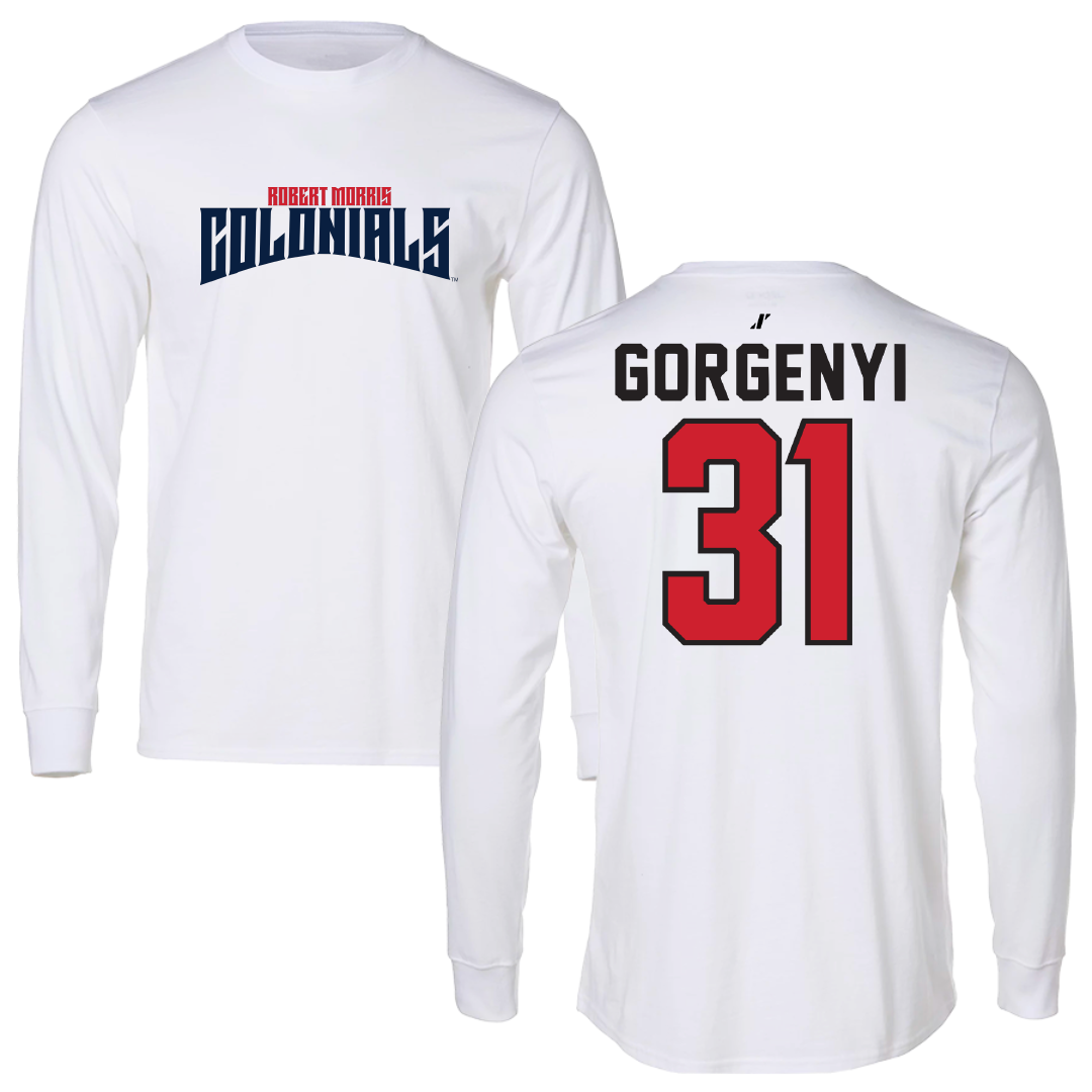 Robert Morris University Soccer White Classic Performance Long Sleeve - #31 Kieran Gorgenyi