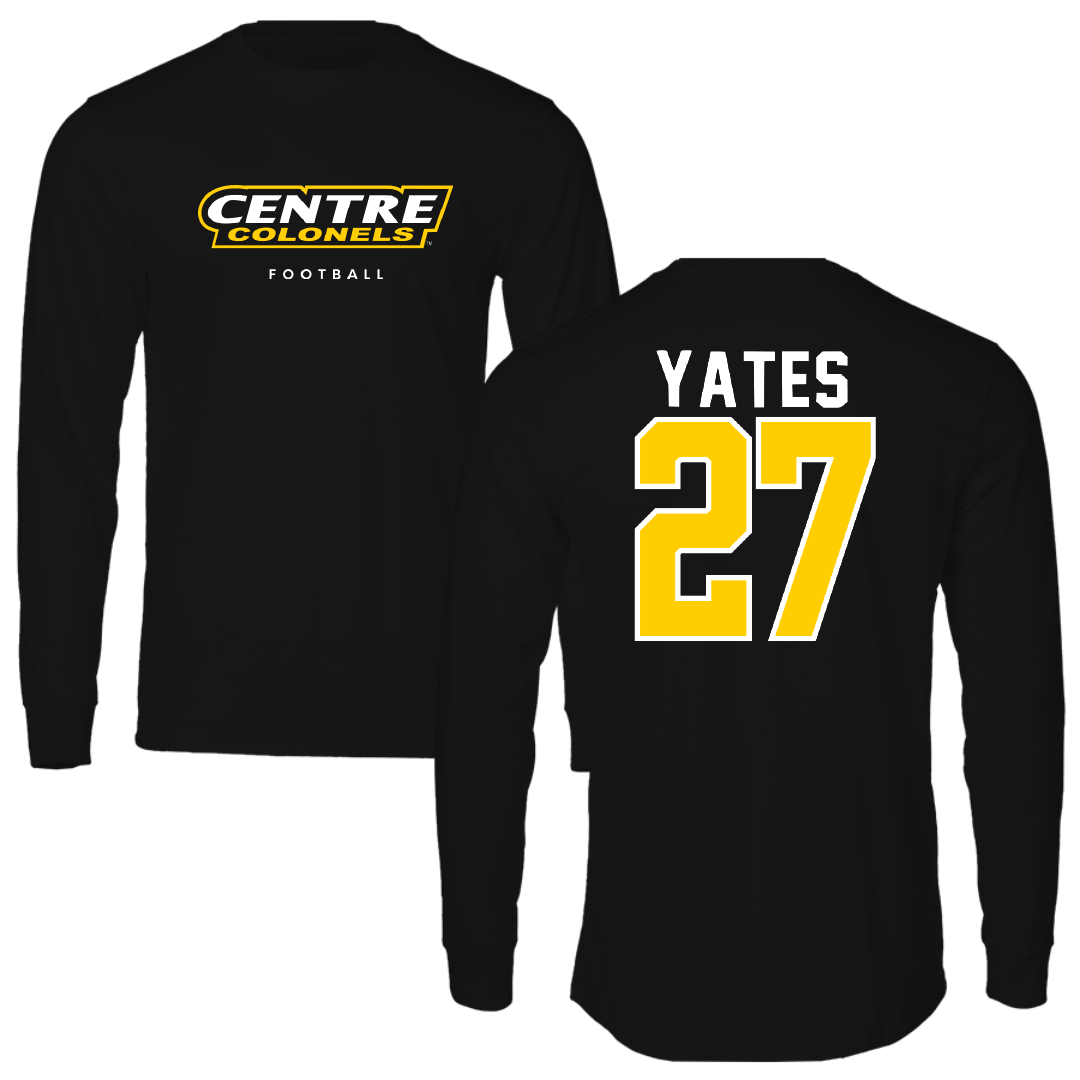 Centre College Football Black Performance Long Sleeve - #27 Davis Yates