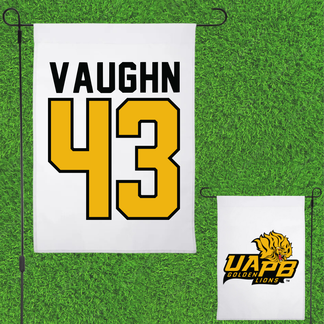 University of Arkansas-Pine Bluff Football White Garden Flag - #43 Kylen Vaughn