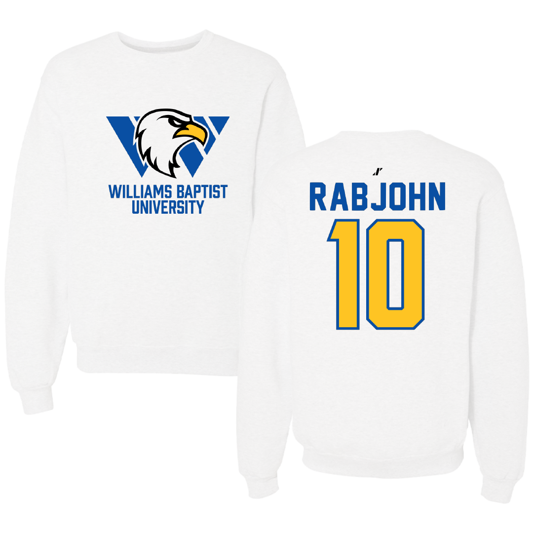 Williams Baptist University Basketball White Crewneck - #10 Cooper Rabjohn