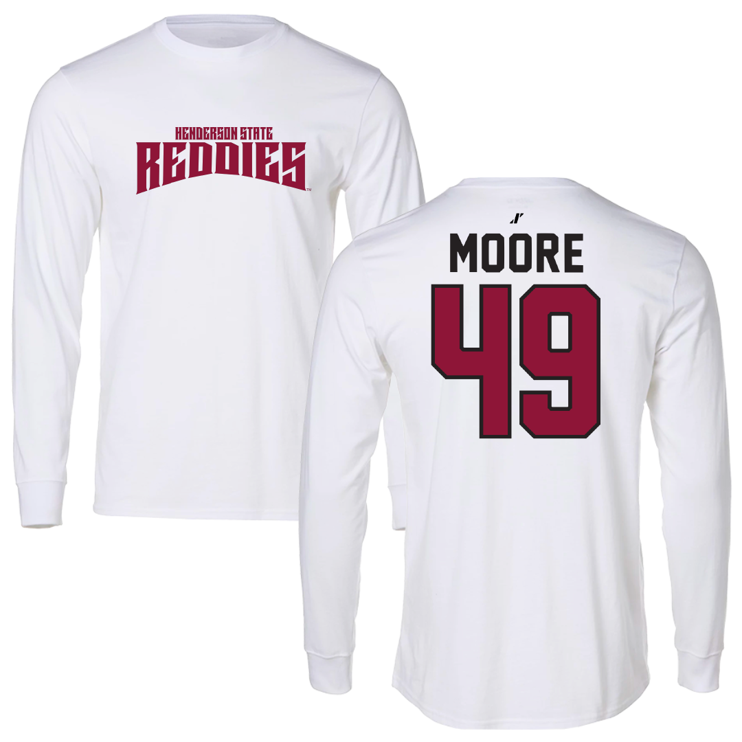 Henderson State University Baseball White Classic Long Sleeve - #49 Jayce Moore