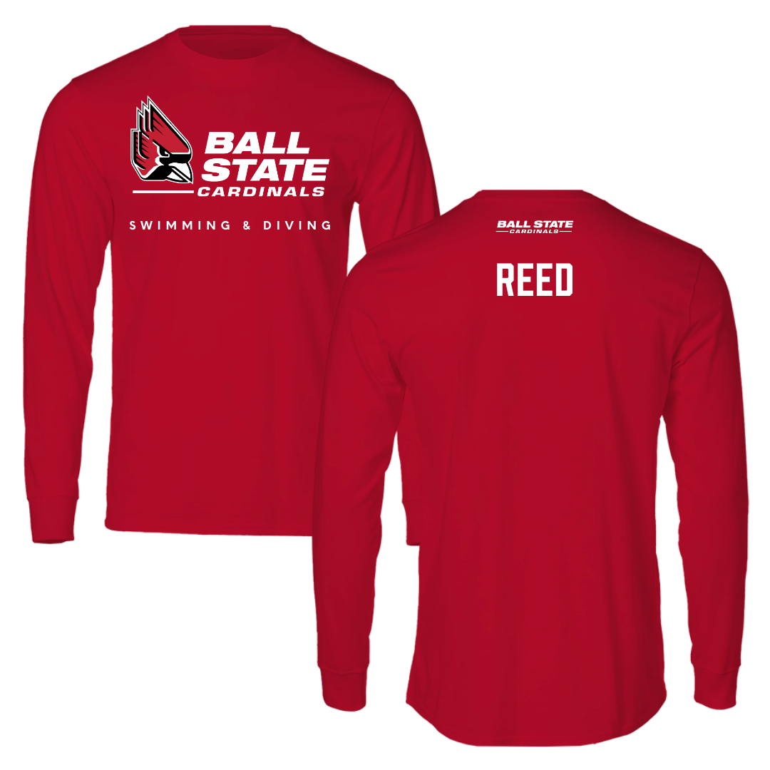 Ball State University Swimming & Diving Red Performance Long Sleeve - Kenny Reed
