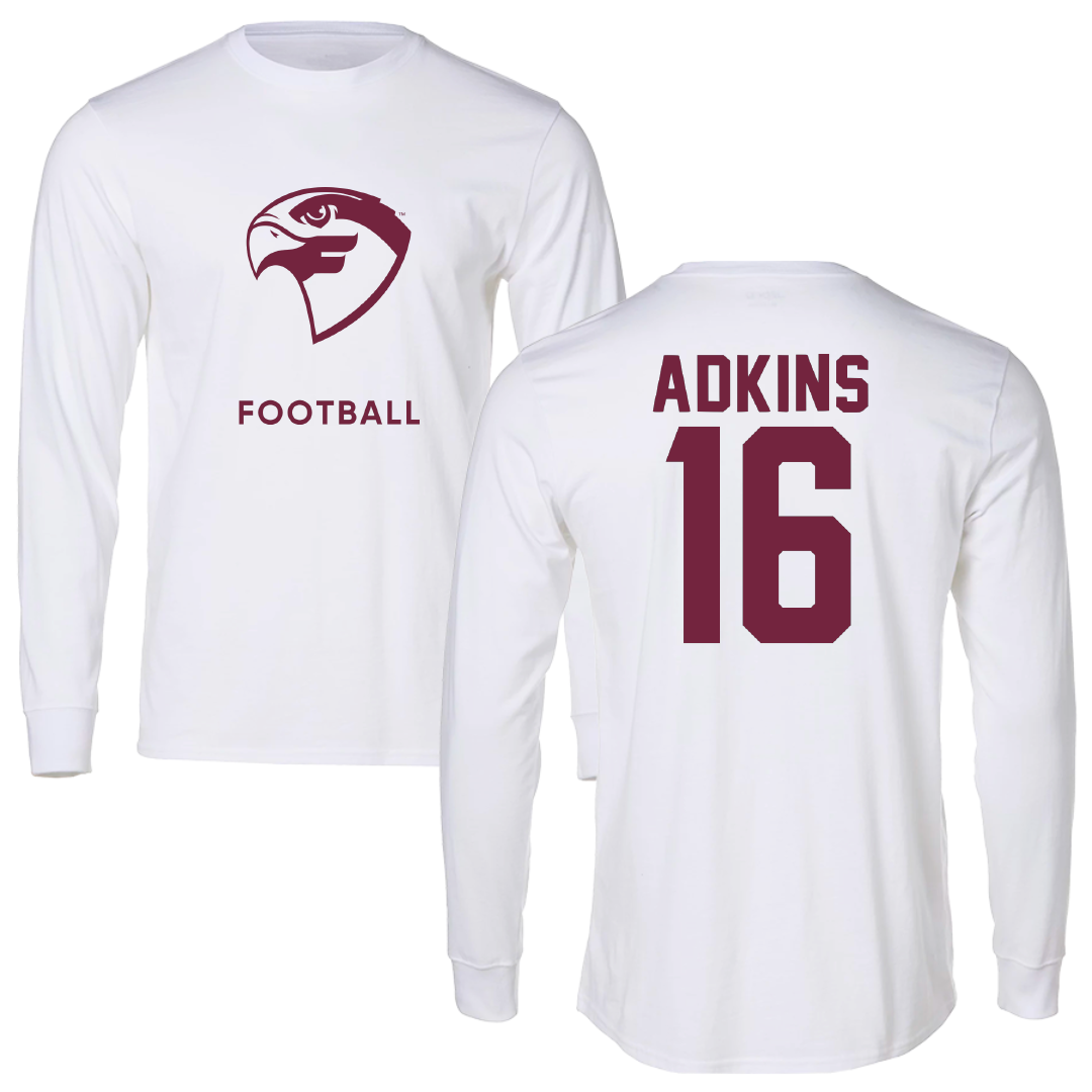 Fairmont State University Football White Performance Long Sleeve - #16 Will Adkins