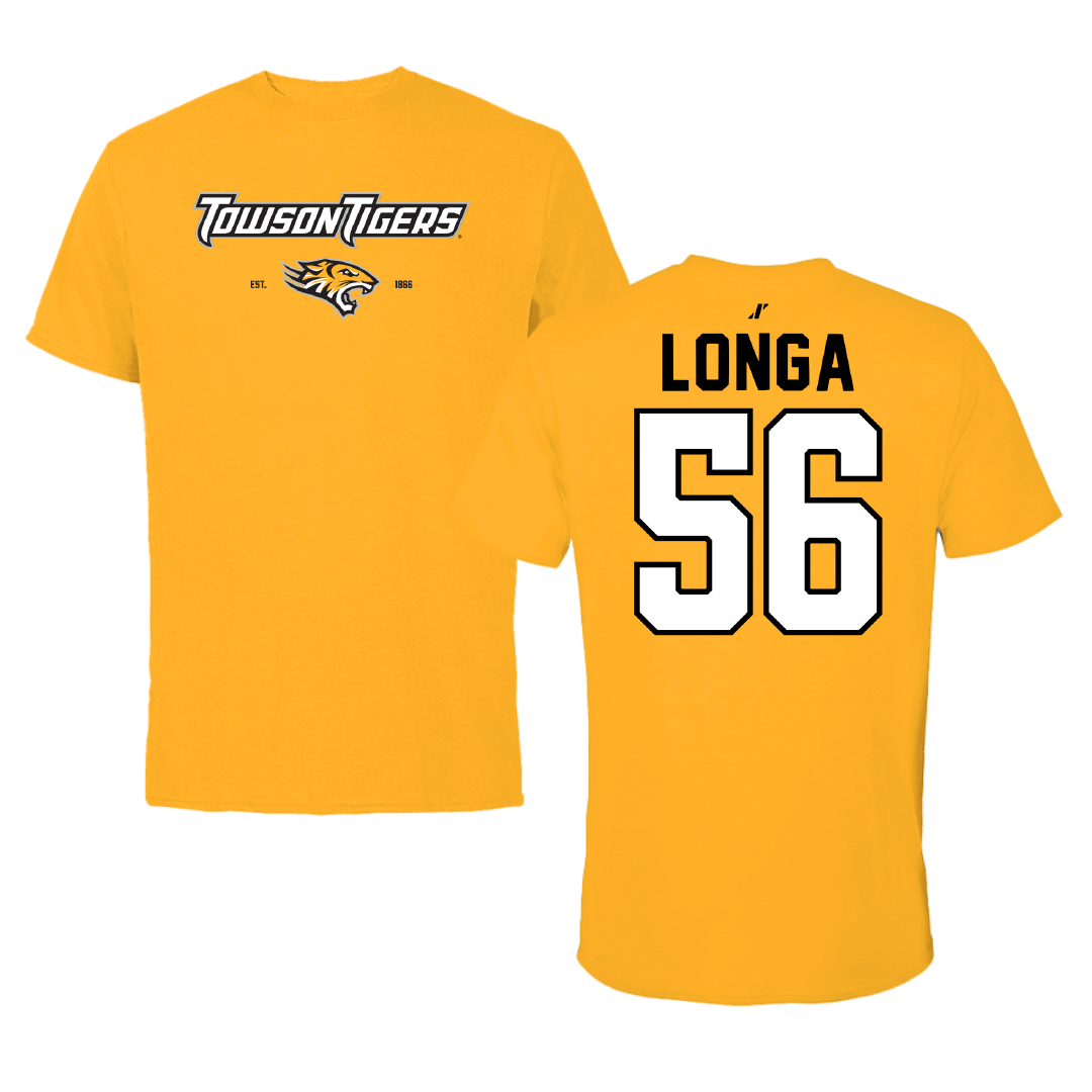 Towson University Football Gold General Performance Tee - #56 Matthieu Longa