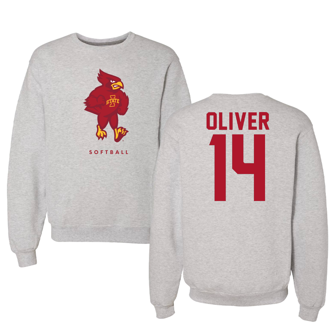 Iowa State University Softball Gray Crewneck - #14 Hayleigh Oliver