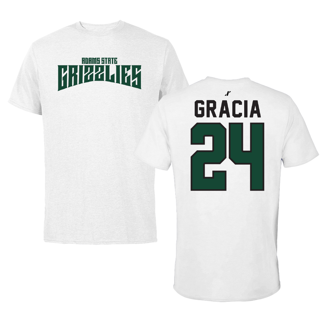 Adams State University Baseball White Classic Tee - #24 Chris Gracia